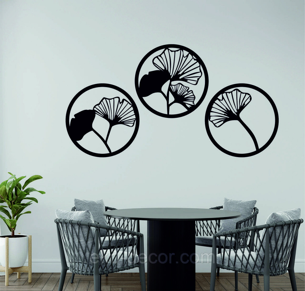 Декоративное настенное Панно «Цветочная композиция» Декор на стену 90*90 см (3 шт.), Черный Киев - изображение 3