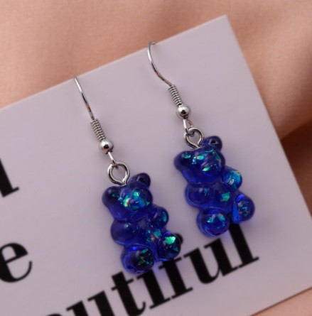 Серьги в виде мишек синие перламутровые, размер 1,6*1см, смола Киев - изображение 1