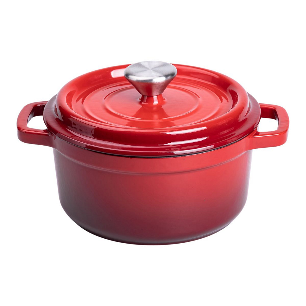 Каструля чавунна емальована 2 л з кришкою Ø20 см Червона HP-1-2R Коломыя - изображение 1