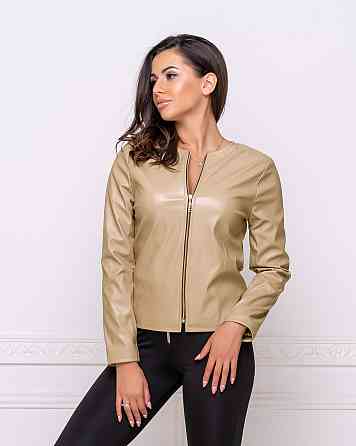 Тонка демісезонна куртка-жакет з екошкіри "Delmar" оптом | Розпродаж моделі Київ