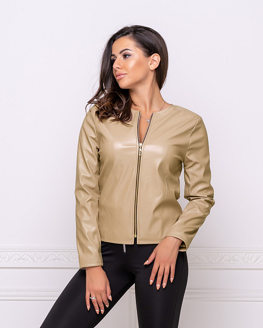 Тонка демісезонна куртка-жакет з екошкіри "Delmar" оптом | Розпродаж моделі Київ - фото 5