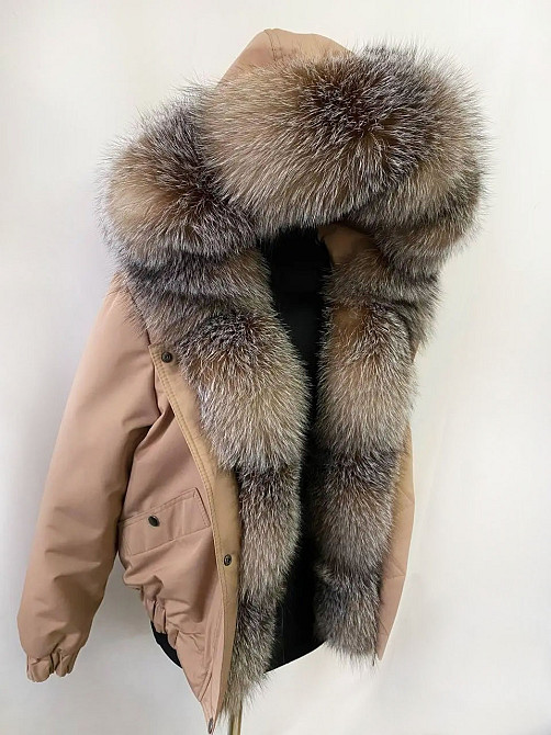 Бомбер женский с мехом блюфрост Золото 48 Харьков - изображение 4