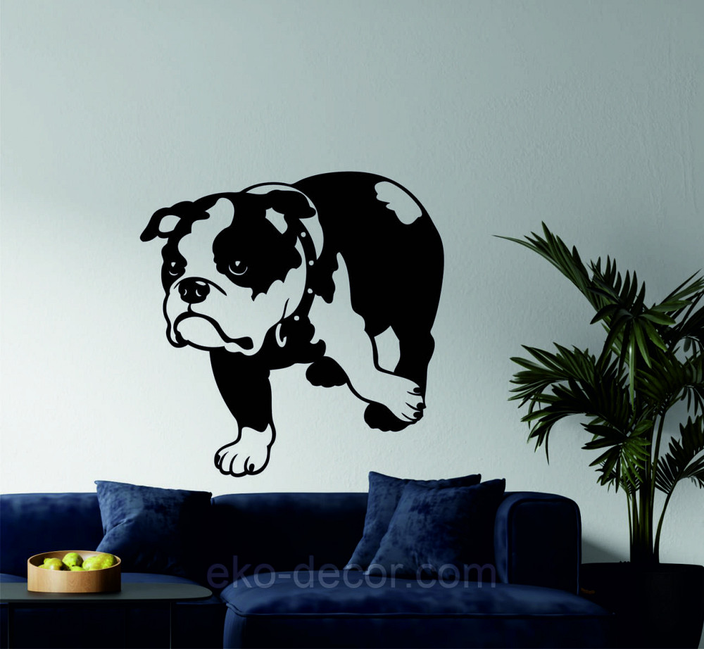 Декоративное настенное Панно «Бульдог» , Декор на стену 70*70 см, Черный Киев - изображение 2