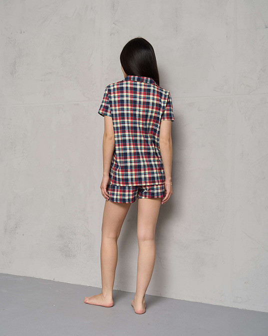 Женская пижама комплект рубашка+шортики - Клетка Nicoletta 60199 S Киев - изображение 2