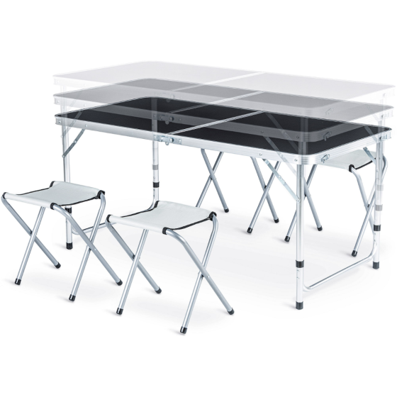 Стіл туристичний розкладний Outtec з 4 стільцями чорний Киев