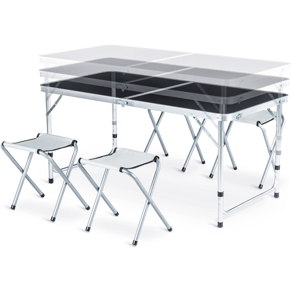 Стіл туристичний розкладний Outtec з 4 стільцями чорний Киев - изображение 2