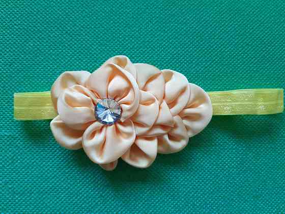 Ошатна пов'язка дитяча жовта квітка 10см, розмір універсальний (на резинці) Київ