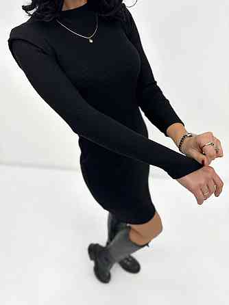 Теплое платье рубчик Hillary батал 50-52, Черный Киев