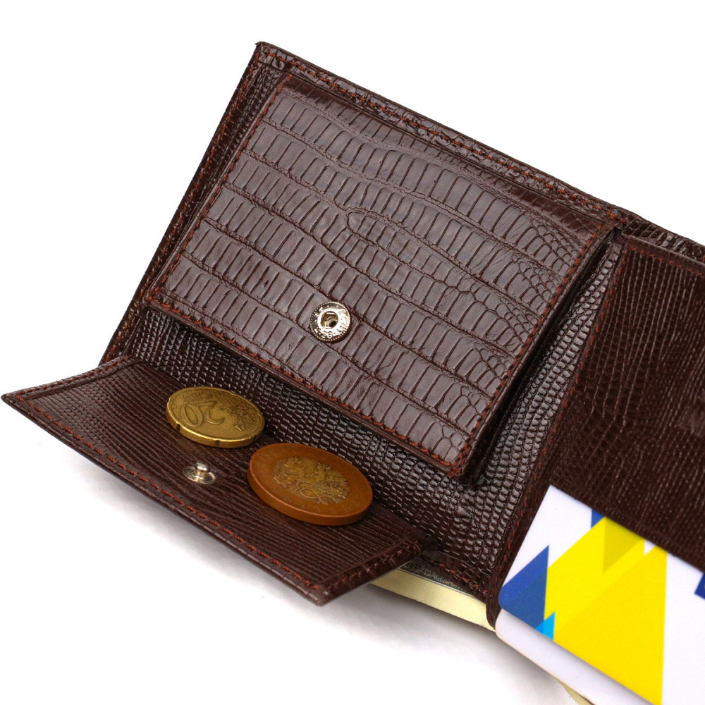 Интересное мужское портмоне из натуральной фактурной кожи Коричневое (CANPELLINI) Киев - изображение 1