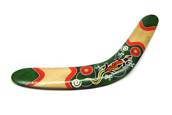 Бумеранг дерев'яний розписний зелений Київ - фото 1