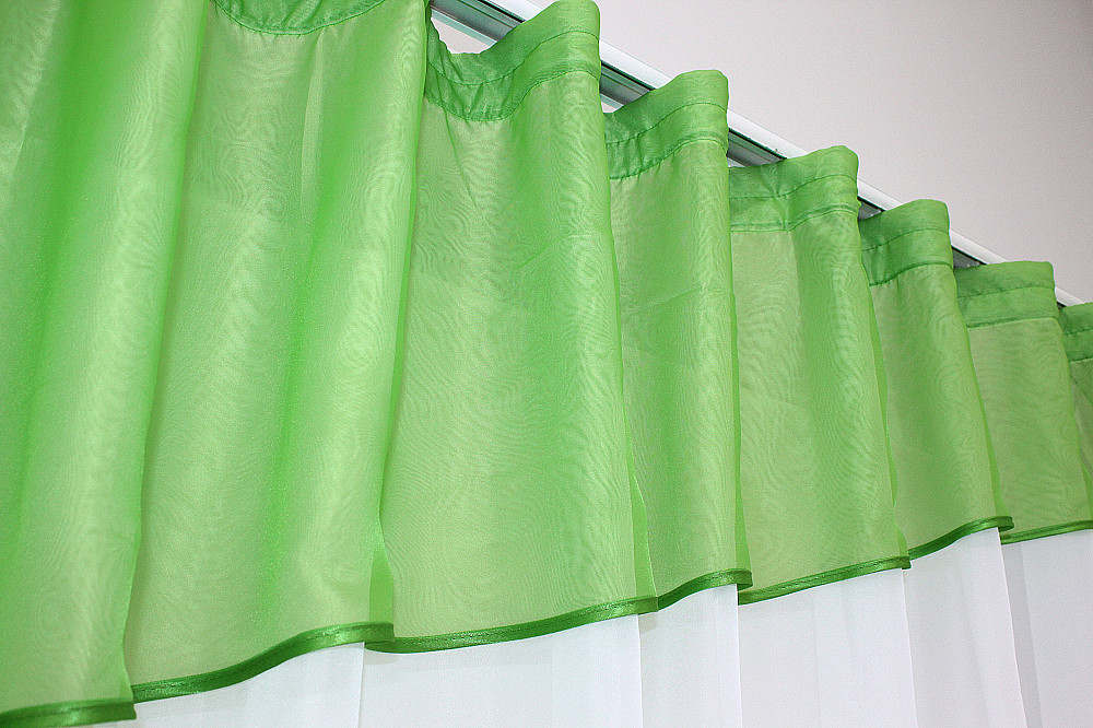 Кухонная занавеска VR-Textil № 047к салатовый с белым 270х170 см (50-160) Киев - изображение 4