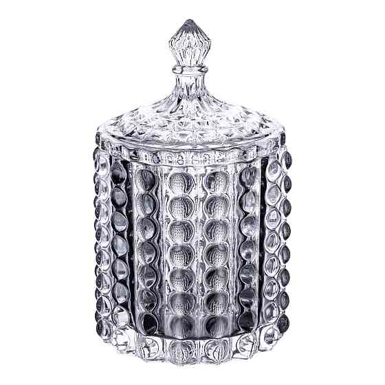 Yiwu Цукерниця стеклянная з кришкою Ø7.5 см ваза цукорниця кругла HP-4-105 Коломыя