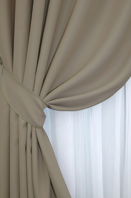 Комплект готових штор VR-Textil Блекаут Midnight № 1230ш Темний бежевий 150х290 см 2 шт (33-0069) Київ - фото 4