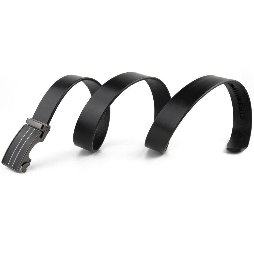 Ремінь чоловічий з автоматичною пряжкою і смужками Vintage 20330 Чорний Київ - фото 2