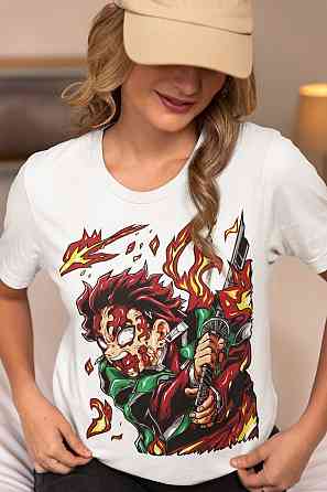 Футболка для мальчика аниме Истребитель демонов оверсайз (рост от 165 до 180 ) Черний AnimeJ0371m Днепр