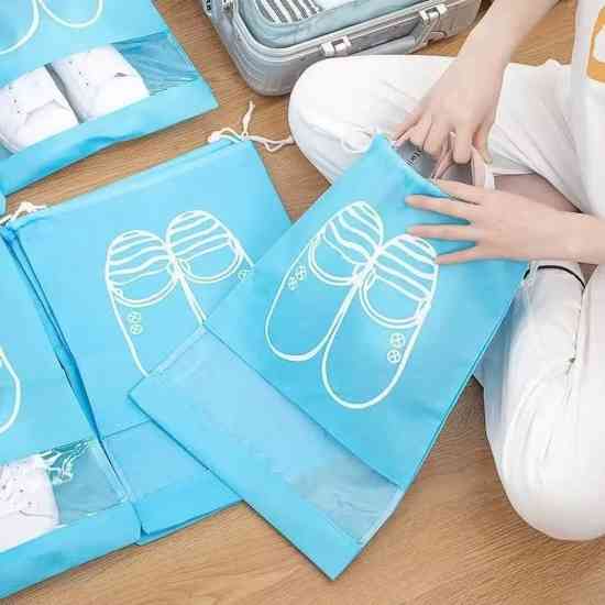 Сумка для взуття на завязках із віконцем синя 41х31см Вінниця