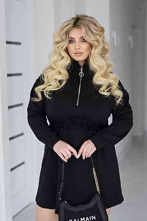 Трикотажне плаття оверсайз на кулісці "Answer" |  Норма та батал Чорний, 50-52 Київ