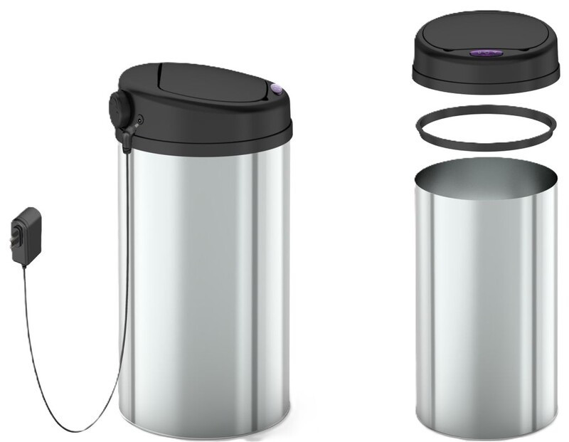 Сенсорное мусорное ведро Mixxus Premium Ellipse-TC0109 9л хром-черное круглое Харьков - изображение 17