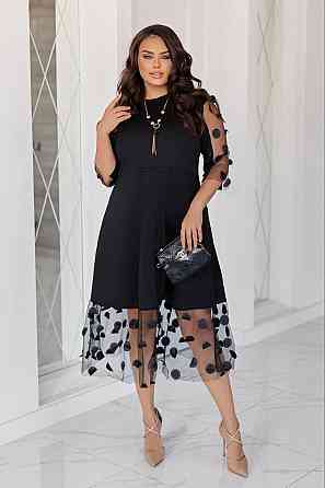 Жіноча святкова сукня батал італійський трикотаж + євросітка з 3Д-кружками 56/58 Одеса