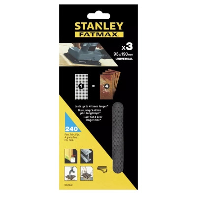 Сітка абразивна Stanley шліфувальна, 93х190 мм, 3 листи, 240 мкм для КА300/310/320 (STA39042) Вінниця - фото 2