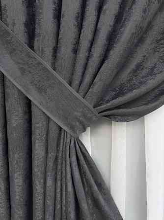 Комплект готовых штор VR-Textil Жаккард Sultan YL № 1211ш Графитовый 200х270 см 2 шт (32-458) Киев