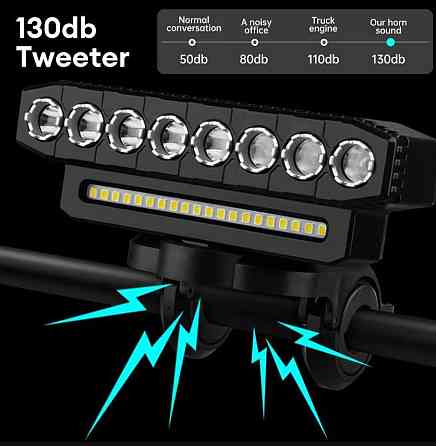 Велосипедная фара, ходовые огни, сигнал с пультом Одесса