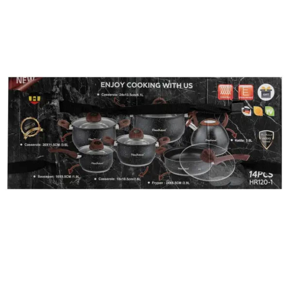 Набір посуду для приготування із нержавіючої сталі 10 предметів чорний HP33530B Коломия - фото 3