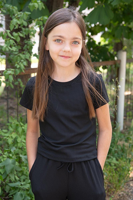 Костюм для дівчаток штани + футболка, літня чорна бавовна, топ Київ - фото 3