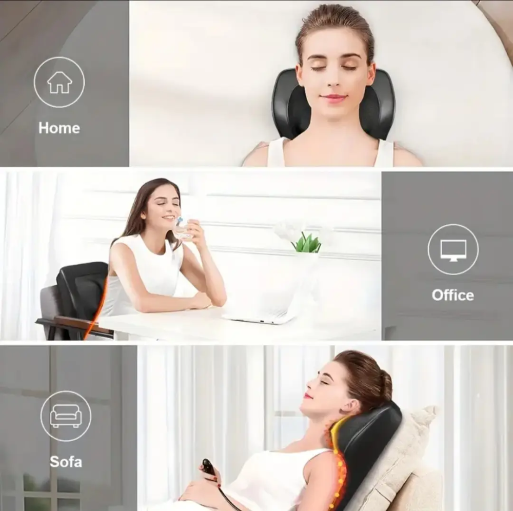 Массажная подушка SL-25 для спины и шеи с подогревом (Черный) Киев - изображение 5