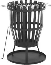 Гриль Beliani Palenisko ogrodowe stalowe otwarte czarne z kratką grillową na drewno Pulo Киев - изображение 1