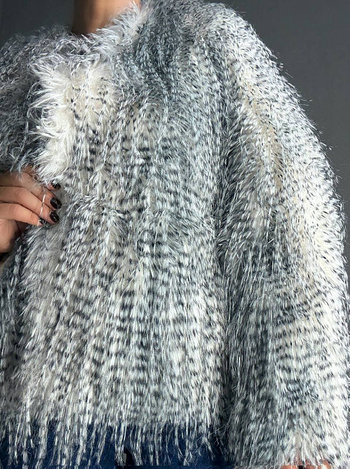 Шуба жіноча Fancy Matinee 111 штучне хутро перо коротка сіра, сірий, M Київ - фото 6