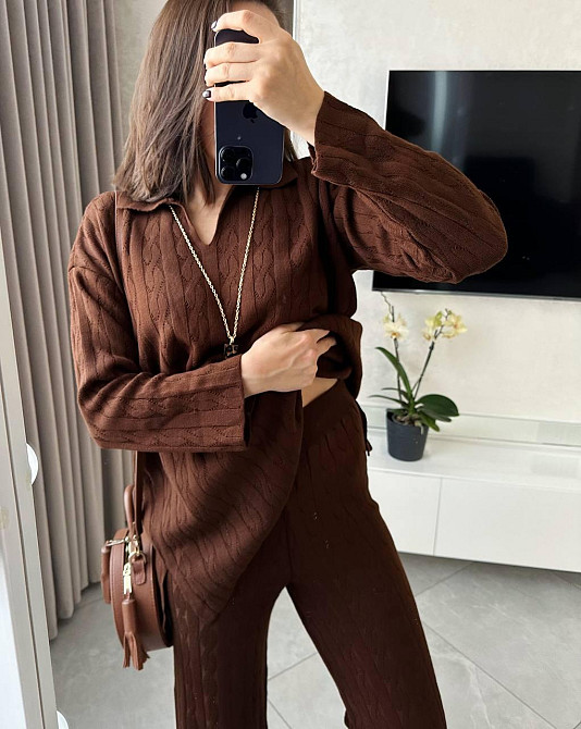 Жіночий базовий теплий костюм двійка: светр і штани машинна вʼязка Одеса - фото 4