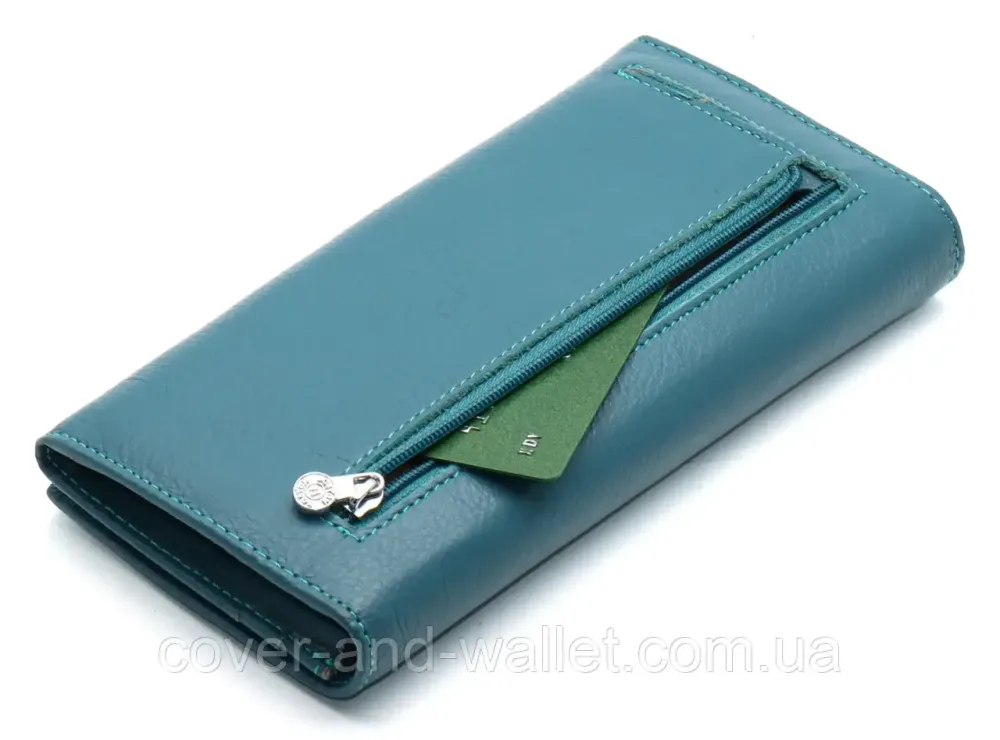 Бірюзовий жіночий шкіряний гаманець на багато карток Boston Київ - фото 7