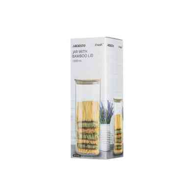 Емкость для сыпучих продуктов Ardesto Fresh квадратная, стекло, бамбук 1300 мл (AR1313BLS) Винница