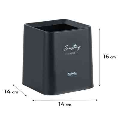 Кошик для паперів Axent Настільний контейнер для сміття, квадратний, чорний (2132-01-A) Вінниця