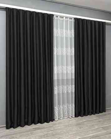 Комплект штор VR-Textil Bagema Rvs 100х270 2шт і Тюль 300х270 1895ш-1675т Чорний з білим 71-170/1 Київ