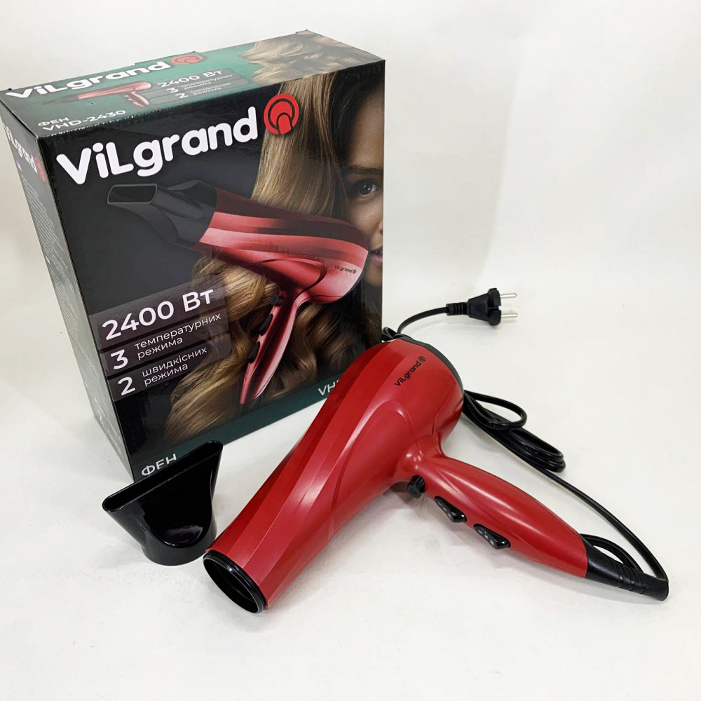 Фен для легкої укладки волосся Vilgrand VHD-2430 2400 Вт, Електричний фен для гладкого волосся AE-84 Львів - фото 5