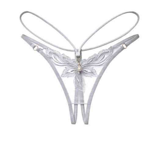Еротичні трусики з розрізом та бусинкою білі - розмір універсальний (на резинці), в талії до 85см Київ