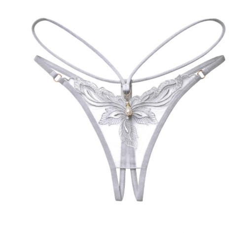 Еротичні трусики з розрізом та бусинкою білі - розмір універсальний (на резинці), в талії до 85см Київ - фото 3