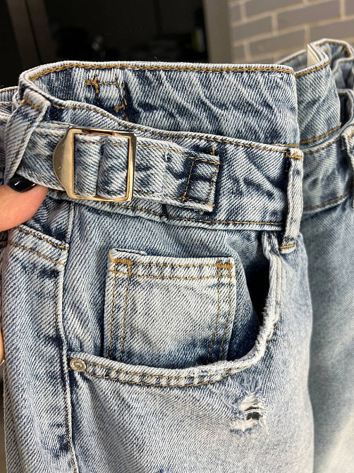 Джинсы женские I8 51851 SKATER затяжки-застежки на талии рваные широкие от бедра, голубой, 25, 25, 62 см, 90 см Киев - изображение 2