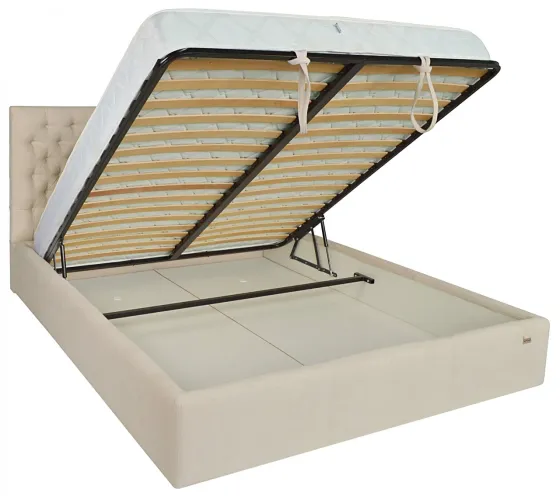 Кровать Двуспальная Cambridge Comfort 160 х 200 см Мисти Milk A1 С подъемным механизмом и нишей для белья Бежевый Киев