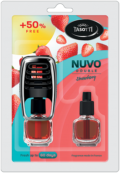Ароматизатор для авто на обдув "Nuvo" Strawberry (Полуниця) з запаскою 8+8мл Tasotti Київ - фото 1