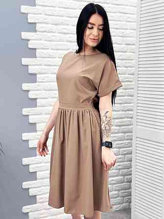 Женское платье миди с короткими рукавами Валенсия 46, Капучино Киев