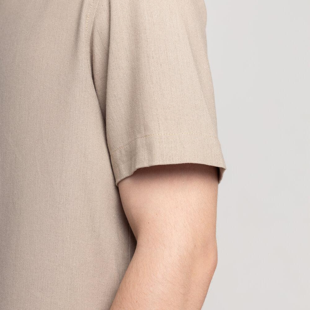 Чоловіча сорочка з коротким рукавом бежева Pobedov Marsel Київ - фото 3