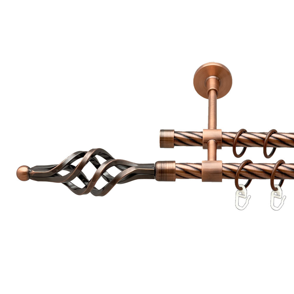 Карниз Orvit Ажур Мала металевий дворядний закритий скручена труба кільце металеве Мідь 16\16 мм 300 см (00-00025258) Львів - фото 1