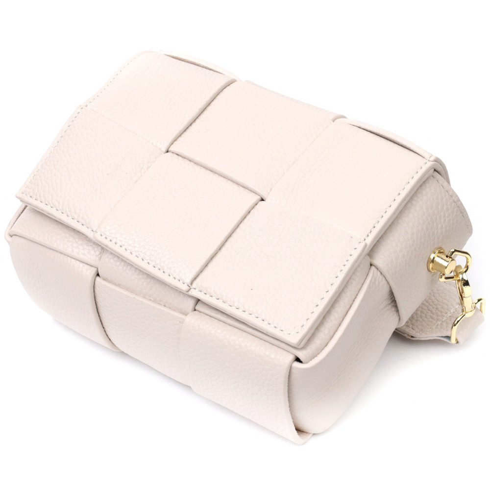 Вечерняя женская сумка с переплетами из натуральной кожи Vintage 22311 Белая Киев - изображение 5