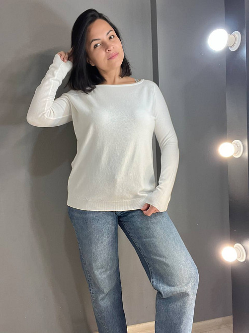 Джемпер женский ACCORDDREAM 9377 тонкий свитер простой базовый однотонный, белый, one size Киев - изображение 10