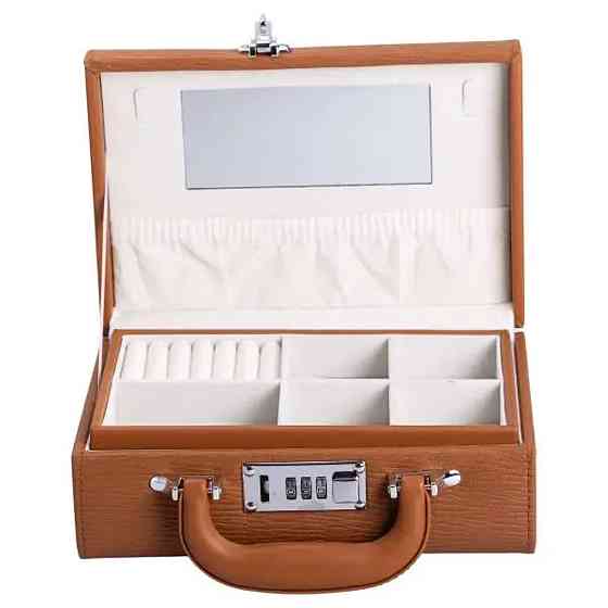 Yiwu Скринька для прикрас з еко шкіри 2 яруси з кодовим замком органайзер для ювелірних виробів Коломыя