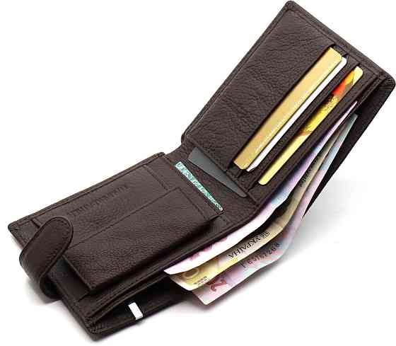 Шкіряне чоловіче портмоне на кнопці ST Leather ST104 Коричневе Київ