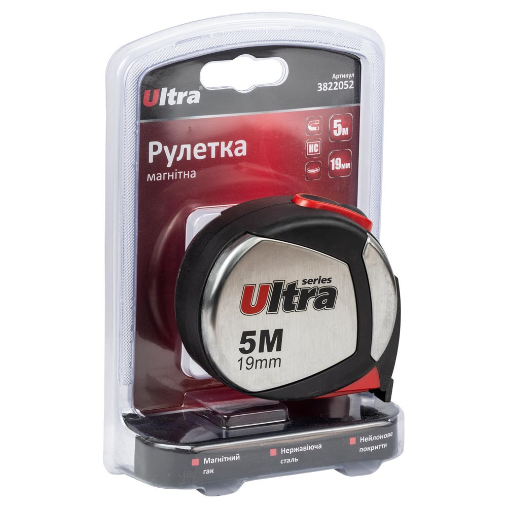 Ultra Рулетка магнитная, нейлоновое покрытие 5м×19мм ULTRA (3822052) Коломыя - изображение 2